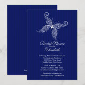 Blue Butterfly Bridal Shower-uitnodiging Kaart (Voorkant / Achterkant)