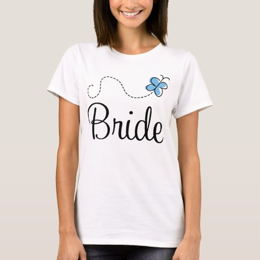Blue Butterfly Bride T-shirt (Voorkant)