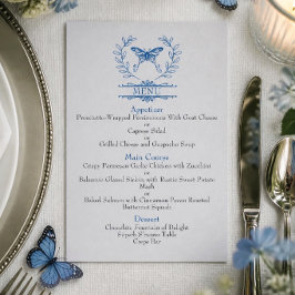 Blue Butterfly Bruiloft Suite 4.5" x 6.25" Menu