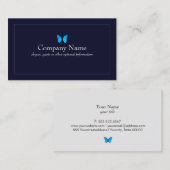 Blue Butterfly Business Navy Card Visitekaartje (Voorkant / Achterkant)