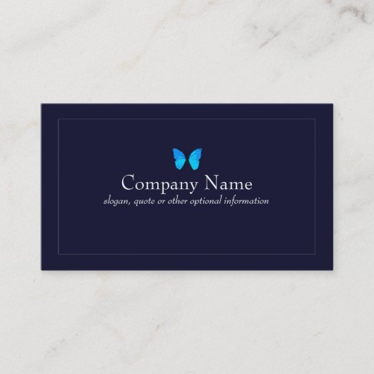 Blue Butterfly Business Navy Card Visitekaartje (Voorkant)