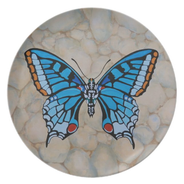 Blue Butterfly-cadeautjes Melamine+bord (Voorkant)