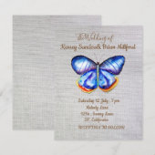 Blue Butterfly Canvas bruiloft Card Kaart (Voorkant / Achterkant)