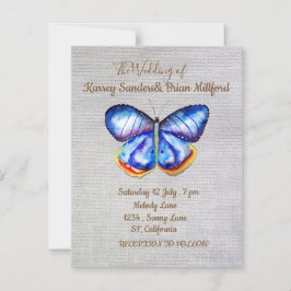Blue Butterfly Canvas bruiloft Card Kaart