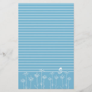 Blue Butterfly Chamomile Flowers White led Briefpapier