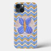 Blue Butterfly Chevron Case-Mate iPhone Case (Achterkant)