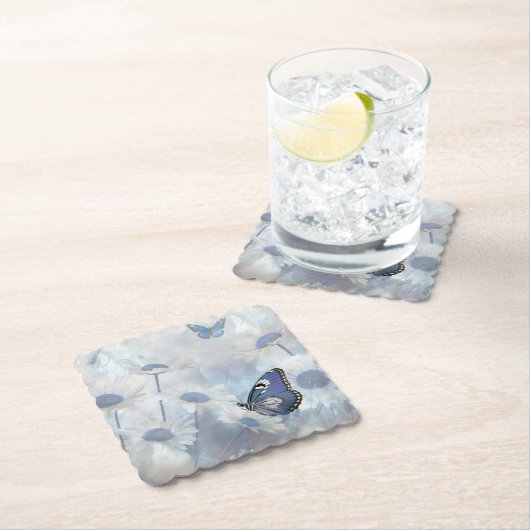 Blue Butterfly Coaster Kartonnen Onderzetters (Insitu)