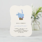 Blue Butterfly Cupcake Girl Birthday Party Invite Kaart (Staand voorkant)