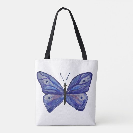Blue Butterfly Custom All-Over-Print Canvas tas (Achterkant)