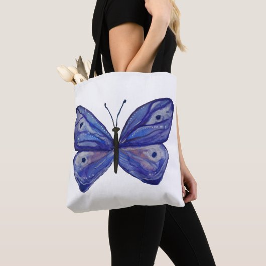 Blue Butterfly Custom All-Over-Print Canvas tas (Dichtbij)