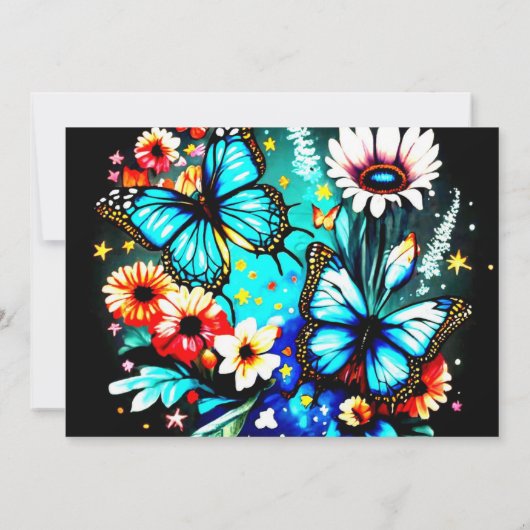 Blue Butterfly Custom Boy Baby shower Kaart (Achterkant)