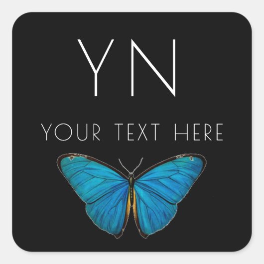 BLUE BUTTERFLY CUSTOM NAME STICKER (Voorkant)