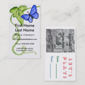 Blue Butterfly Custom Photo Calling Playdate Kaart Contactkaartje (Voorkant / Achterkant)
