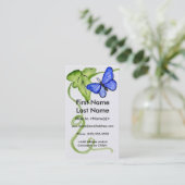 Blue Butterfly Custom Photo Calling Playdate Kaart Contactkaartje (Staand voorkant)