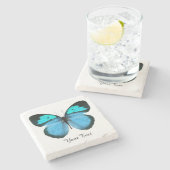 Blue Butterfly Custom Stone Onderzetter (Zijkant)