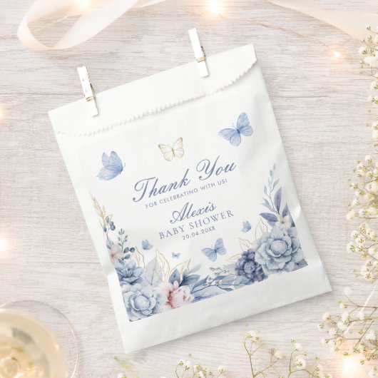 Blue Butterfly Dank je jongen Baby shower Bedankzakje (Geknipt)