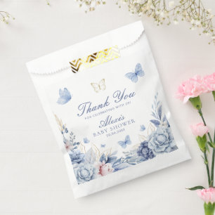 Blue Butterfly Dank je jongen Baby shower Bedankzakje