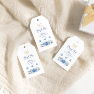 Blue Butterfly Dank je jongen Baby shower Cadeaulabel