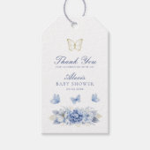 Blue Butterfly Dank je jongen Baby shower Cadeaulabel (Voorkant)