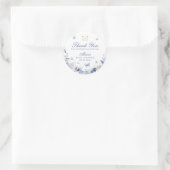 Blue Butterfly Dank je jongen Baby shower Ronde Sticker (Tas)