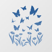 Blue Butterfly Decal Butterfly Flower Window Cling (Vel)