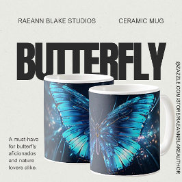 Blue Butterfly Design Keramische Mok