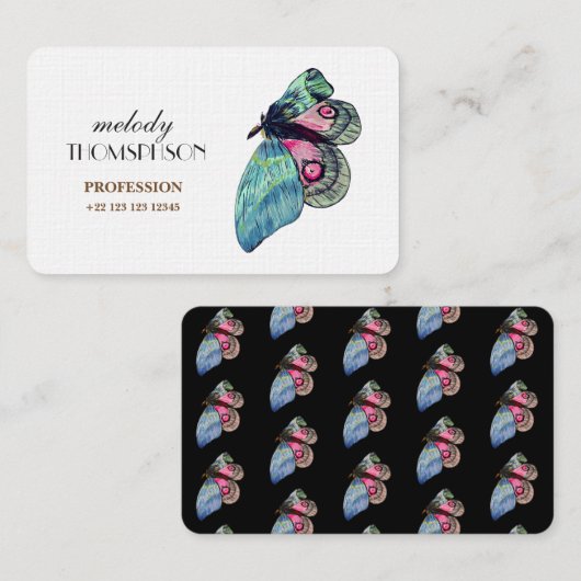 Blue Butterfly Digitale Kunst Visitekaartje (Voorkant / Achterkant)