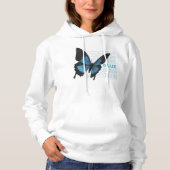 Blue Butterfly Elegance: Hoodie voor dames en meis (Voorkant)