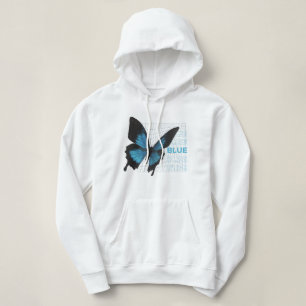 Blue Butterfly Elegance: Hoodie voor dames en meis