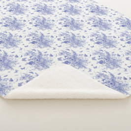 Blue Butterfly en Delphinium Toile Sherpa Deken