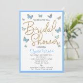 Blue Butterfly en Gold Glitter Vrijgezellenfeest Kaart (Staand voorkant)