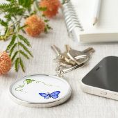 Blue Butterfly en Green Vine Sleutelhanger Charms (Zijkant)