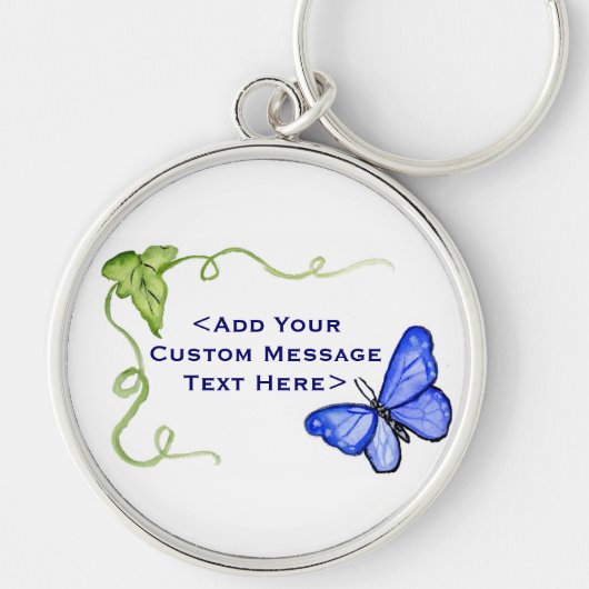 Blue Butterfly en Green Vine Sleutelhanger Charms (Voorkant)