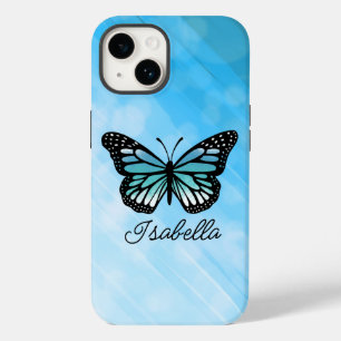 Blue Butterfly en Jouw naam Personalized Case-Mate iPhone 14 Hoesje