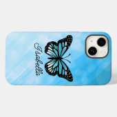 Blue Butterfly en Jouw naam Personalized Case-Mate iPhone Case (Achterkant (horizontaal))