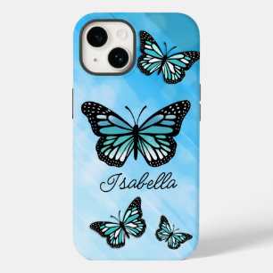 Blue Butterfly en Jouw naam Personalized Case-Mate iPhone 14 Hoesje