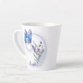 Blue Butterfly en Lavender Personalized Latte Mok (Linkerhoek)