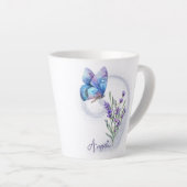 Blue Butterfly en Lavender Personalized Latte Mok (Rechterhoek)