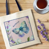 Blue Butterfly en Lavender Personalized Tote Bag