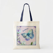 Blue Butterfly en Lavender Personalized Tote Bag (Voorkant)