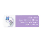 Blue Butterfly en Lavender Return Address Label (Voorkant)