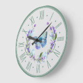 Blue Butterfly en Lavender Wall Clock Grote Klok (Hoek)