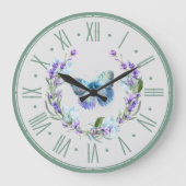 Blue Butterfly en Lavender Wall Clock Grote Klok (Voorkant)