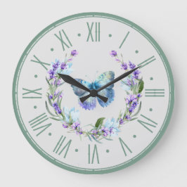 Blue Butterfly en Lavender Wall Clock Grote Klok