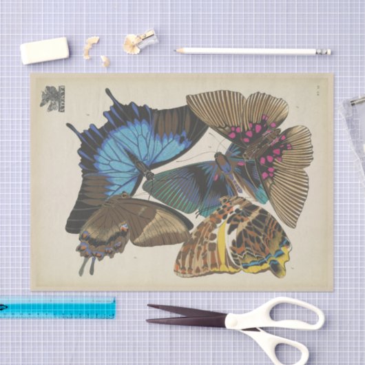 Blue Butterfly Ephemera Decoupage Script T Tissuepapier (Craft)