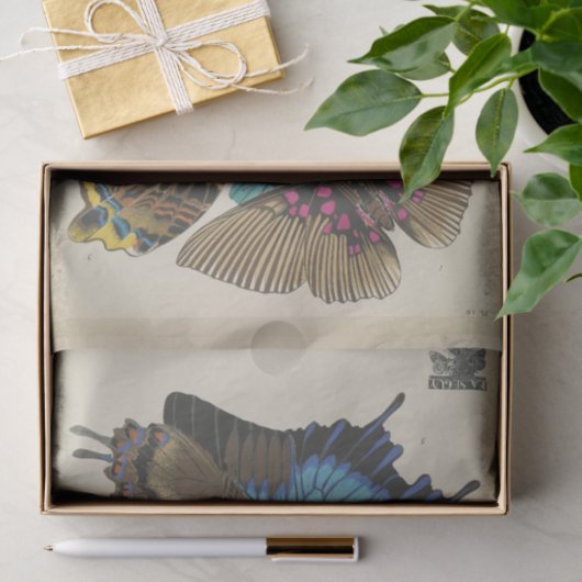 Blue Butterfly Ephemera Decoupage Script T Tissuepapier (Geschenk)