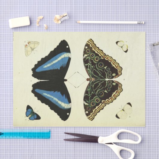  Blue Butterfly Ephemera Decoupage Script Tissuepapier (Craft)