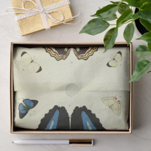  Blue Butterfly Ephemera Decoupage Script Tissuepapier (Geschenk)