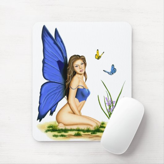 "Blue Butterfly Fairy" Mousepad Muismat (Met muis)