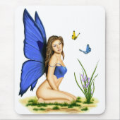 "Blue Butterfly Fairy" Mousepad Muismat (Voorkant)